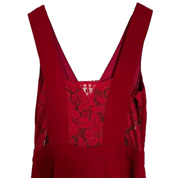 NWT Lulus Kiska Burgundy Lace Wide Leg Jumpsuit S - Picture 4 of 12